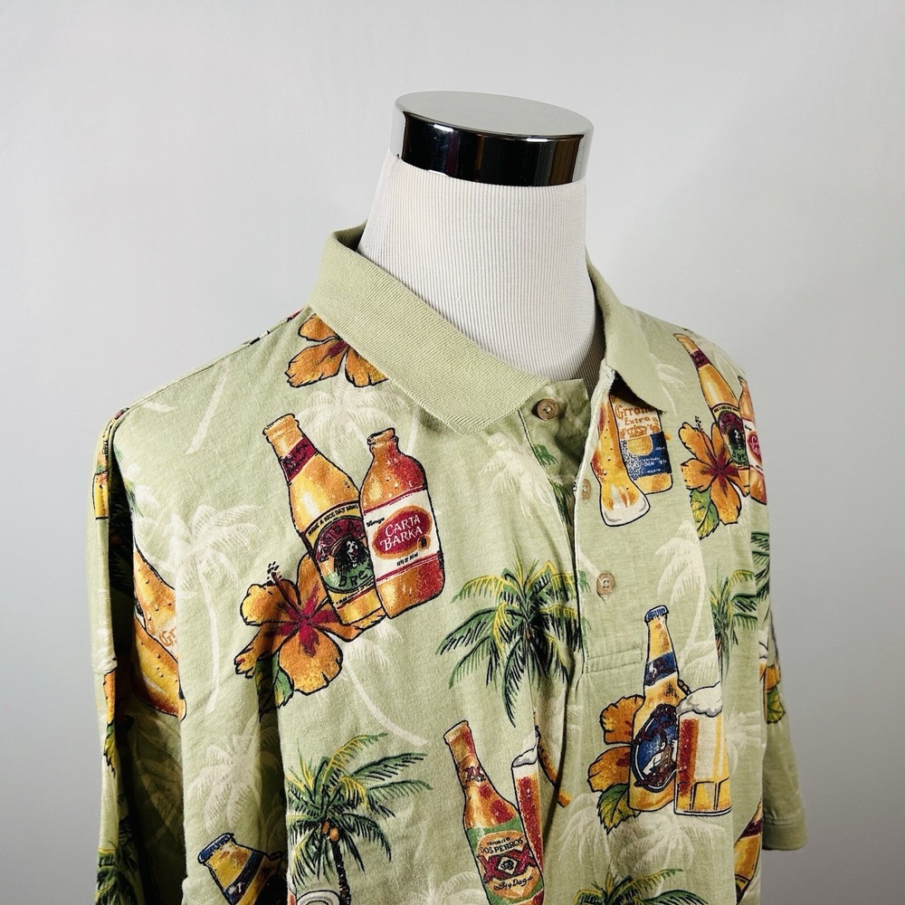 Big Dogs 3X Big Polo Shirt Hawaiian Aloha Floral Dog Parody Beer Brands Cotton